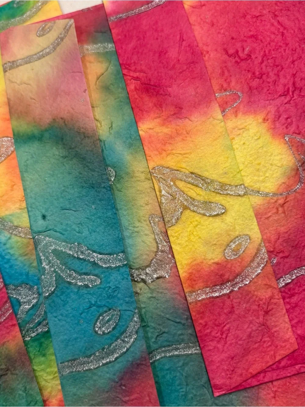 Handmade Paper Tie-Dye Floral Envelopes in Bright Multi-Color - Set of 4